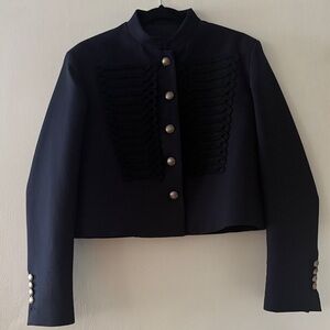 Zara Collection Frog Closure Wool Navy Military-Style Jacket (S)
